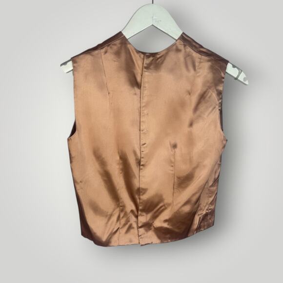 Vintage 1930s Satin Top Sleeveless Handmade Satin Heavy Pink Peach Small - Picture 2 of 4